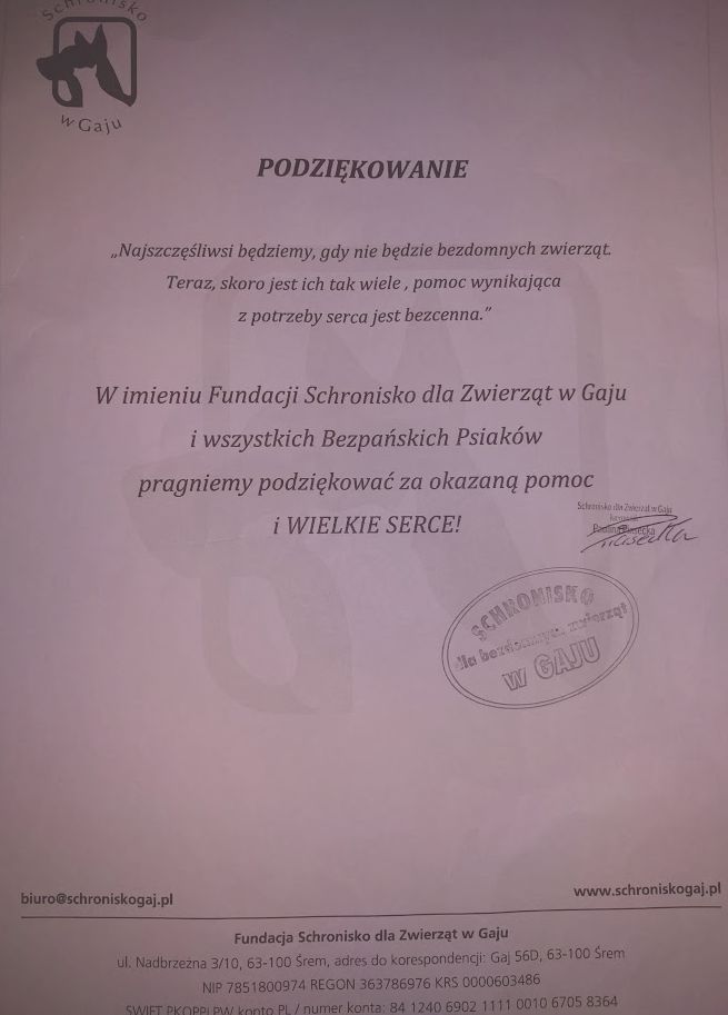 podziękowanie